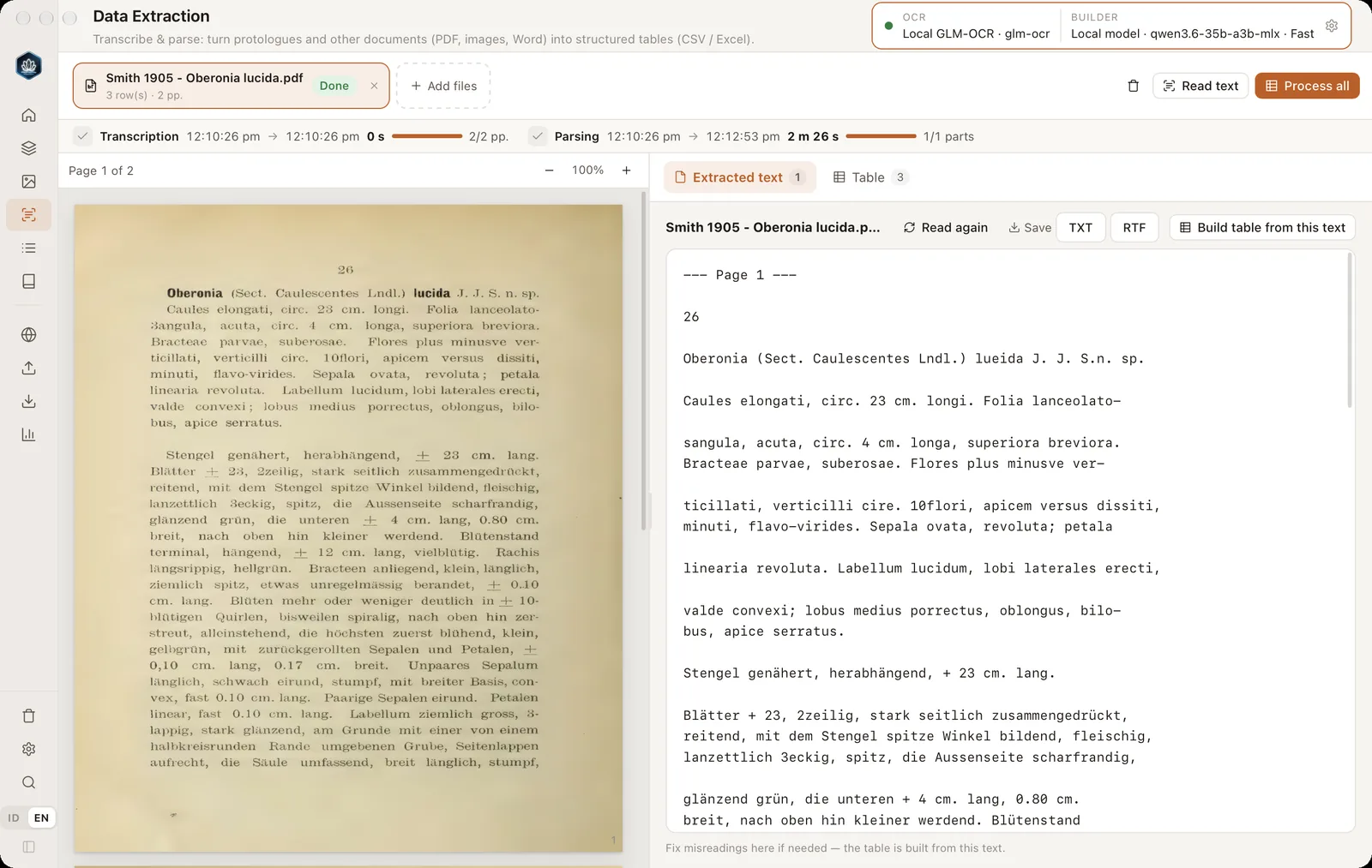 OCR engine & table builder